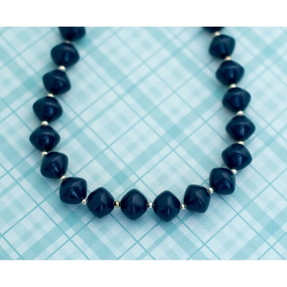 Gothic Dark Blue Beaded Necklace by Avon - 24 inch - L13 - Picture 1 of 4